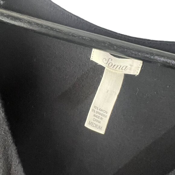 Soma Black Teal Colorblock High Low Sleeveless V Neck Dress Medium - Picture 5 of 11